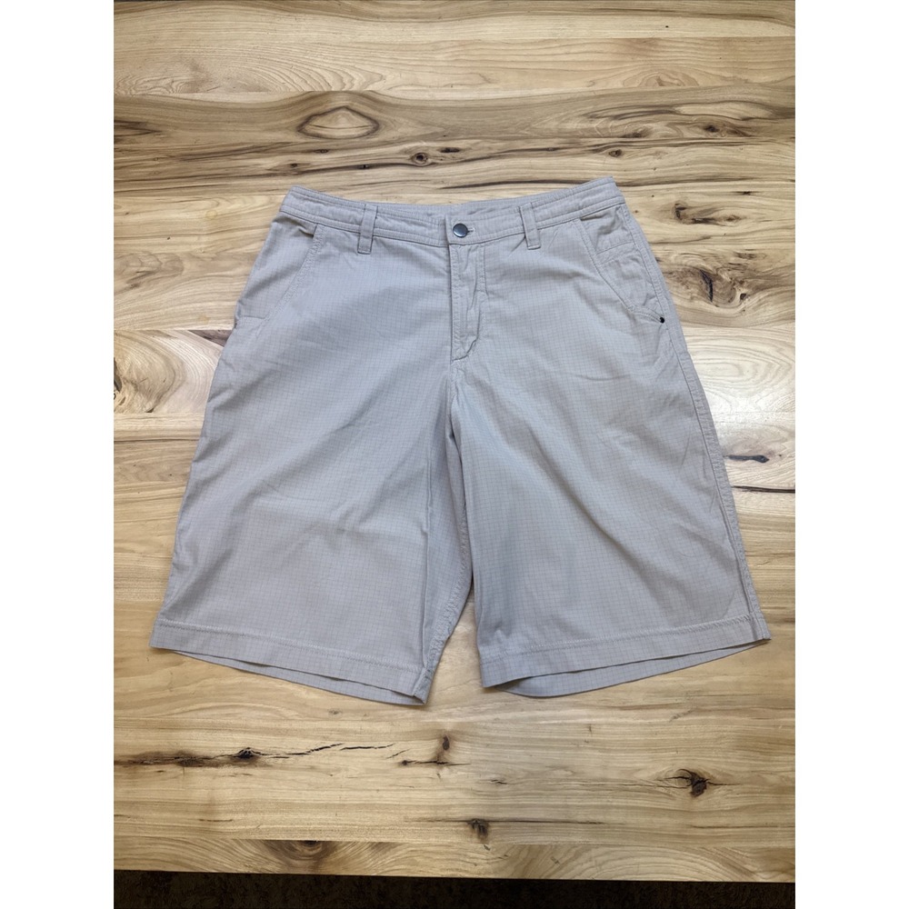 Lululemon Kahuna Shorts Mens 32 Beige Grid Check 11" Nylon Stretch Golf Chino